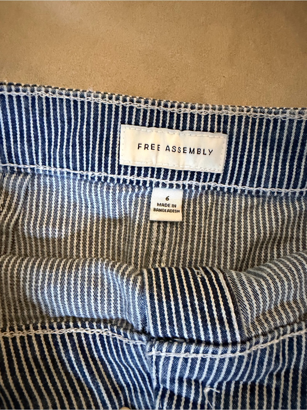 Striped Button-Front Denim Mini Skirt - Blue - Picture 3 of 5